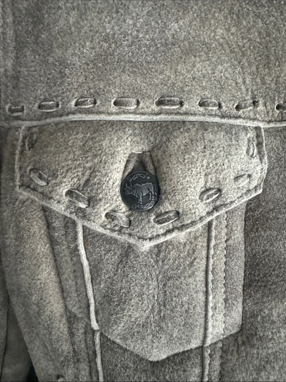 Vintage Y2K Earl Jeans shearling fur trucker jacket with whipstitch details